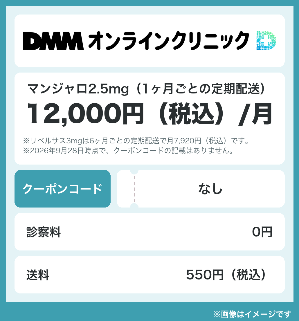 DMMオンラインクリニックのマンジャロ・リベルサスの料金